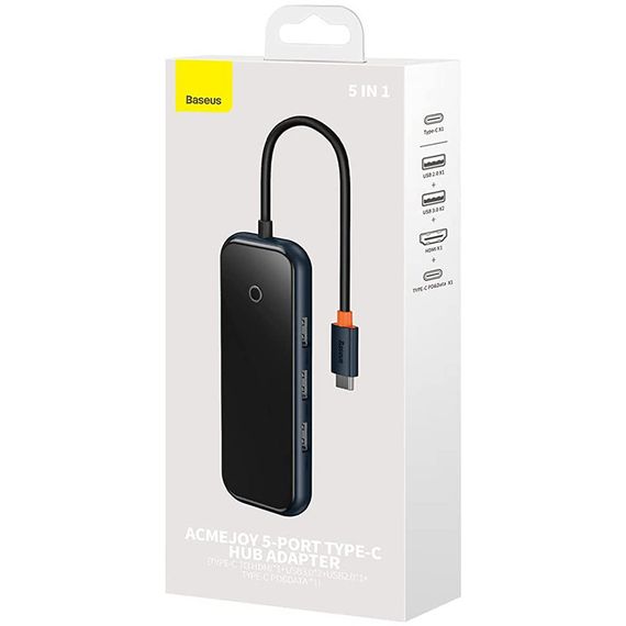 Перехідник Baseus Hub AcmeJoy 5-Port Type-C (HDMI*1+USB3.0*2+USB2.0*1+Type-C PD&Data*1) (WKJZ) Dark Gray | Зображення 4