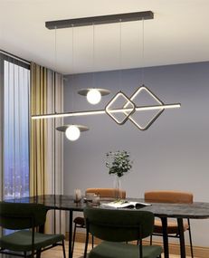 Люстра світлодіодна підвісна LED світильник для квартири на стелю лед 27603 Чорний 30-160х15х100 см.