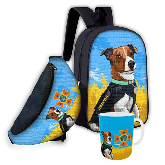 Набір дитячий Пес Патрон рюкзак 36х27см сумка-бананка, кружка з принтом для хлопчика (01569)