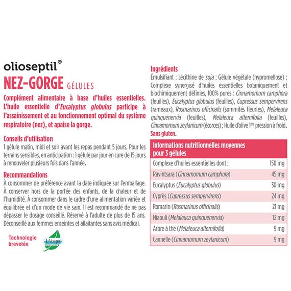 Комплекс для профилактики дыхательной системы OLIOSEPTIL NEZ-GORGE 15 Caps | Зображення 1