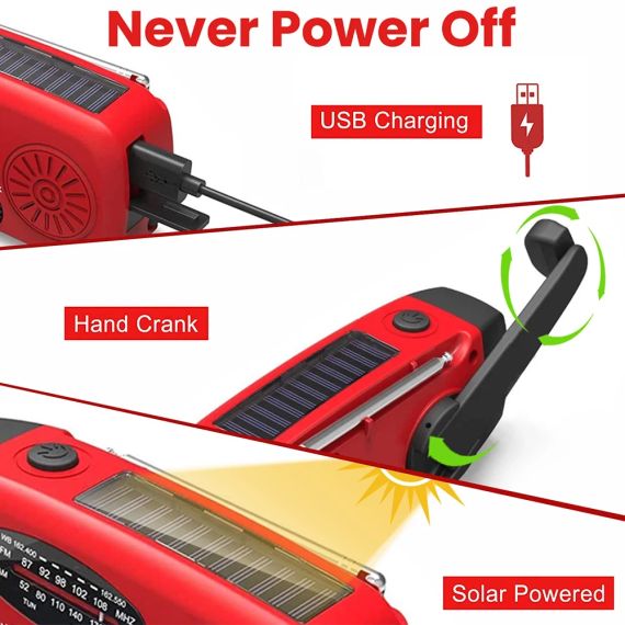 SurvivalWave Pro NOAA 5000 — Багатофункціональне Аварійне Радіо AM/FM/NOAA з Power Bank, Ліхтарем і Ручною Динамо-Зарядкою | Зображення 4
