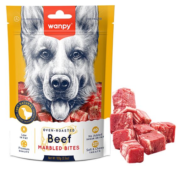 Лакомство для собак Wanpy Beef Marbled Bites кубики из говядины 100 гр