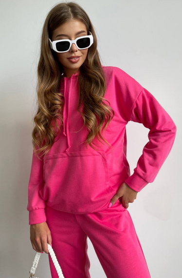 Женский спортивный костюм худи и джоггеры демисезонный двунитка BF536 размер 46/48, цвет малиновый | Зображення 2