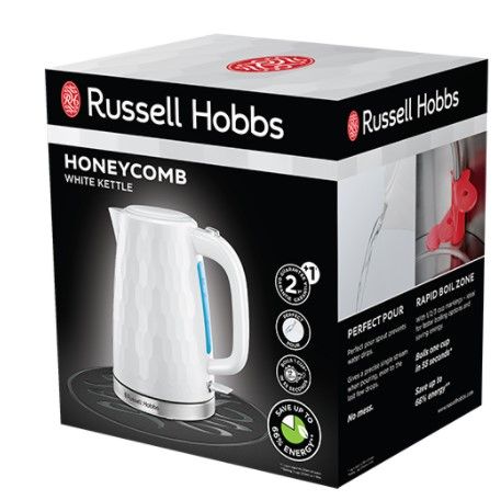 Чайник Russell Hobbs 26050-70 Honeycomb White, 2400 Вт, 1,7 л, откидная крышка, белый (26050-70) | Зображення 5