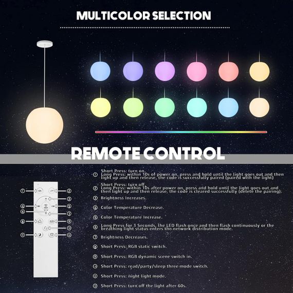 LED Светодиодная Люстра подвесной светильник FUYO регулируемая яркост RGB смена цветов управление пультом WiFi | Зображення 5