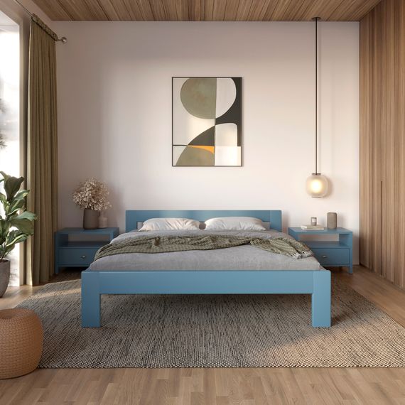 Двоспальне дерев&#039;яне ліжко Mebigrand Делі Сіро-синій (S7010R90B) 140х200 см (MBG-3940)