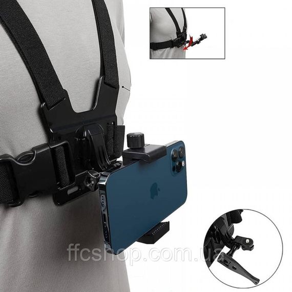 Кріплення на груди для телефона та екшн-камер GoPro поворотне зі страховкою (2609290426) | Зображення 2