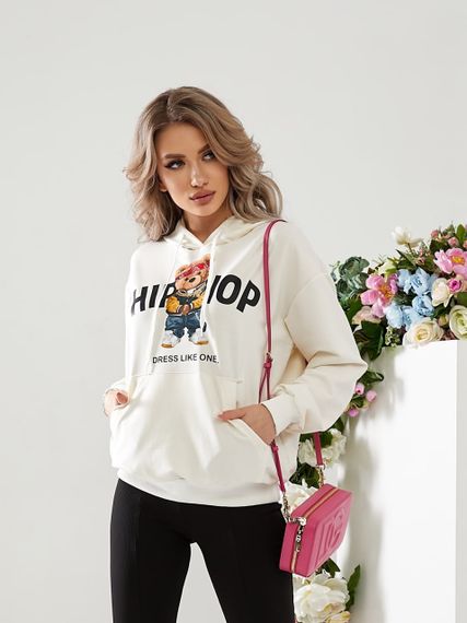 Жіночий батник HIPHOP білого кольору р.46/48 406006 | Зображення 3