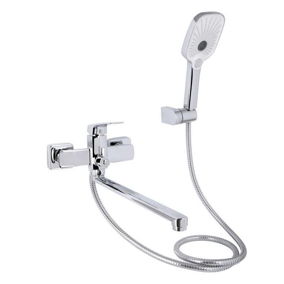 Змішувач для ванни Qtap Tern з довгим поворотним виливом (з душовим гарнітуром) QTTER260CRM47587 Chrome