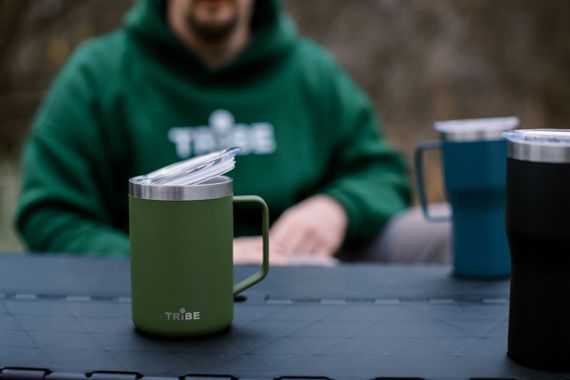 Чашка-термос Tribe Adventure Mug 450 мл, Термокружка трайб для походу, відпочинку та риболовлі, Оливковий | Зображення 6