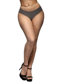 Колготки в сеточку со стразами Star Night телесного цвета XS-M sexstyle