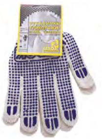 Рукавици трикотажни били з ПВХ крапкою (5 ниток; 100%- полиестер), розм. 10 83V005