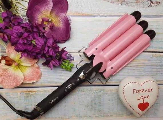 Потрійна плойка Gemei GM 1956 Рожева