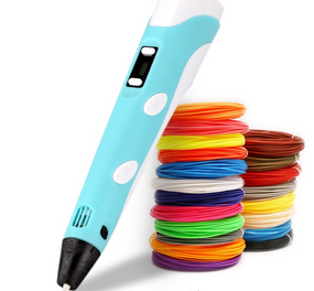 3Д ручка з трафаретами та пластиком для малювання 3Д Pen Блакитна