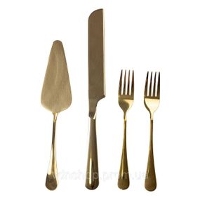 Набор приборов для подачи торта 4 предмета из нержавеющей стали Золотистый HP-20-53