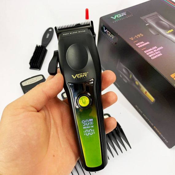 Машинка для стрижки акумуляторна з керамічними ножами VGR, Професійний тример з насадками NG-34 | Зображення 9