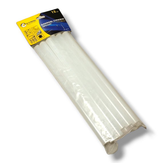 Клейові стрижні - 11,2х200мм Прозорий 12шт. в упак., Сталь (арт.80210)