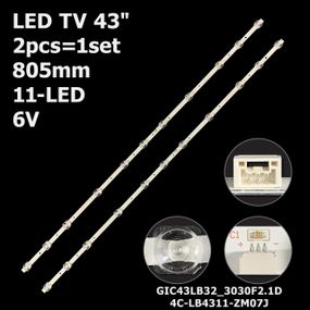 LED підсвітка TV 43" 805mm GIC43LB32_3030F2.1D_V1.0 4C-LB4311-HR02J 43HR330M11A1 4C-LB4311-ZM07J 2шт.