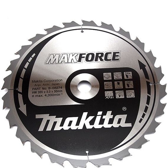 Диск пильный по дереву 355х30 мм 24T Makita Makforce B-08274
