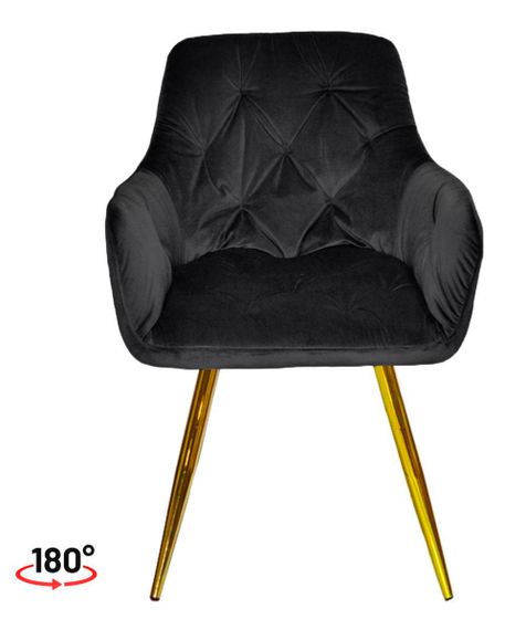 Крісло поворотне Sara GD (swivel chair 180°) на золотих металевих ногах, оббивка велюр велюр чорний OR-854 | Зображення 5
