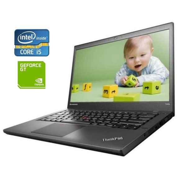 Ноутбук Б-класс Lenovo ThinkPad T440p / 14" (1920x1080) IPS / Intel Core i5-4330M (2 (4) ядра по 2.8 - 3.5 GHz) / 8 GB DDR3 / 256 GB SSD / nVidia GeForce GT 730M, 1 GB GDDR3, 64-bit / WebCam / DVD-ROM / Win 10 Pro б/у
