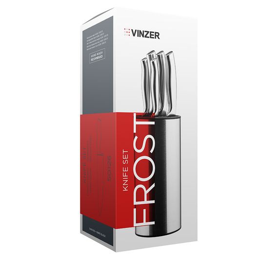 Набір кухонних ножів з підставкою Vinzer Frost 50126, 6 предметів, нержавіюча сталь, гострі | Зображення 8