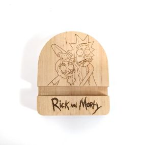 Підставка тримач під смартфон телефон планшет Rick and Morty 10х12х2 см Майстерня містера Томаса Дерево