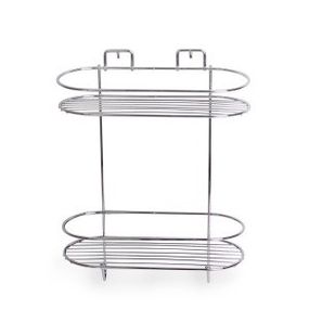 Полиця для ванної кімнати овальна 2-ярусна хромована сталь Besser