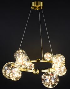 Люстра світлодіодна підвісна LED світильник для квартири на стелю лед 27305 Латунь 40-130х78х78 см.