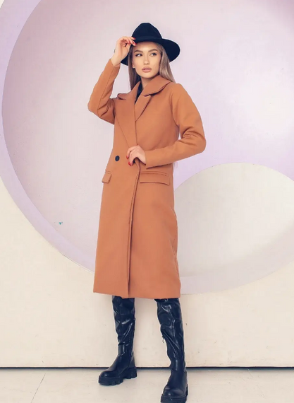 Женское длинное кашемировое пальто  MI549 цвет мокко, размер 46/48 | Зображення 2