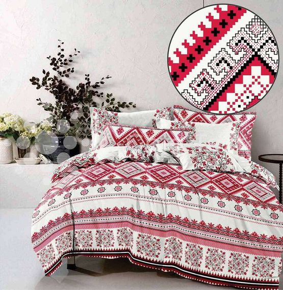 Комплект постельного белья OxiHome белый с узором, бязь, 200*220 см