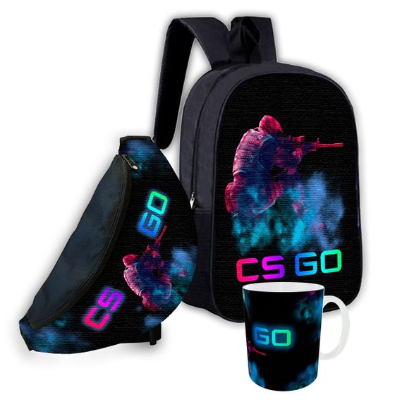 Набор детский контр-страйк CS GO "контр-страйк CS GO "Counter-Strike"  рюкзак,сумка-бананка,кружка (00709)