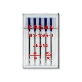Голки швейні для джинсу ORGAN JEANS №90/100 пластиковий бокс 5 штук для побутових швейних машин