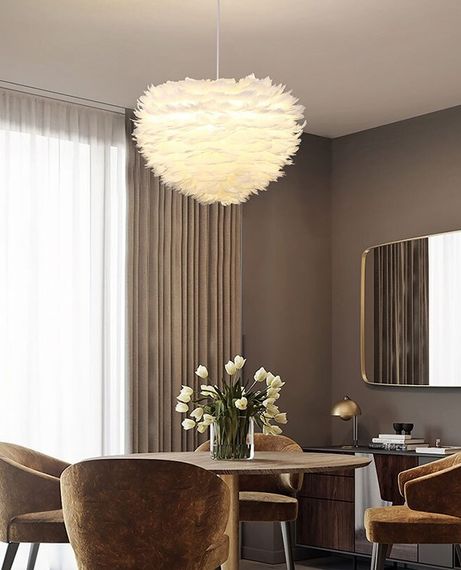 Люстра підвісна з пір'ям на 3 лампочки 26706 Білий 40-120х60х60 см. | Зображення 5