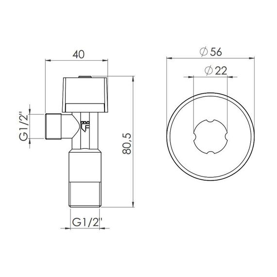 Кран приладовий кульовий Арко Thermo Alliance Standart 1/2"Н х 1/2"Н SF340W1515 | Зображення 1