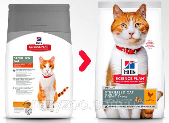 Сухой корм для стерилизованных котов Hill's Sterilised Chicken с курицей 15 кг 604839 | Зображення 3