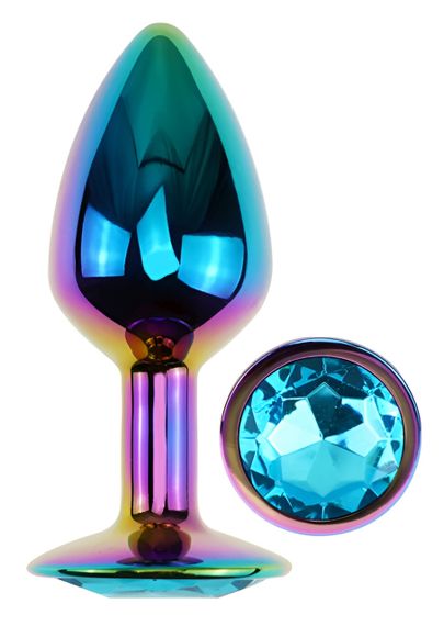 Анальна пробка з кристалом EGZO - Multicolor Round Plug Aqua size S Sex Aura | Зображення 1