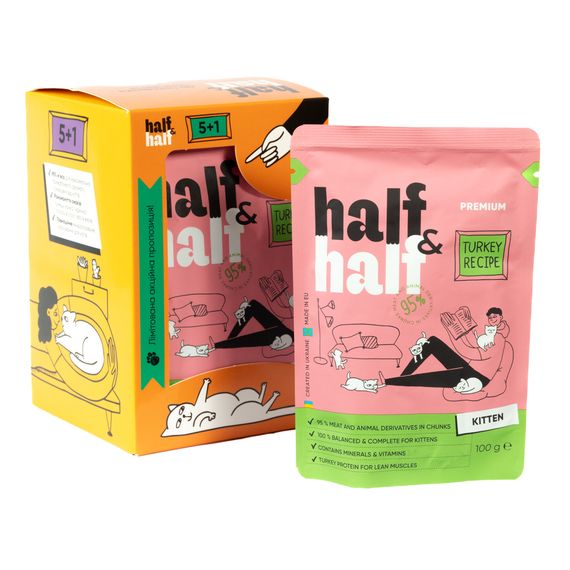 Набір паучів HalfHalf д/кошенят індичка/желе 5+1 | Зображення 3