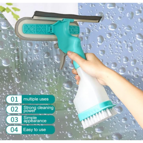 Щітка для миття скла з розпилювачем, скребок для вікон, щітка для миття вікон і гладких поверхонь | Зображення 3