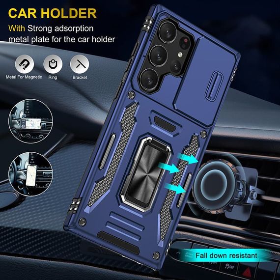 Ударостійкий чохол Camshield Army Ring для Samsung Galaxy S24 Ultra Синій / Navy | Зображення 3
