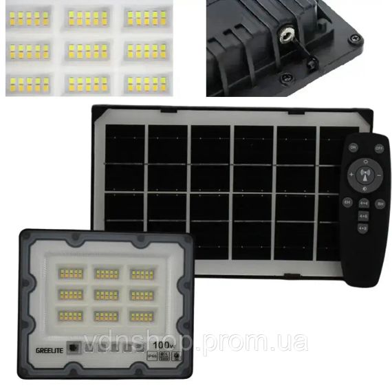 Уличный фонарь на столб мощностью 100 Вт с солнечной панелью и пультом | Зображення 1