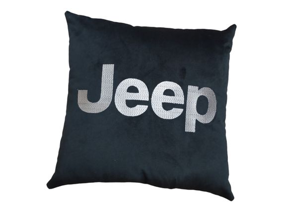 Авто Подушка c вишивкою логотипу марки джип jeep чорний автомобілісту 00053