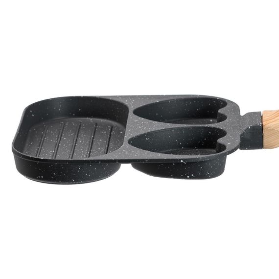 Сковорода квадратна порційна на 3 секції з антипригарним покриттям сіра HP39569C | Зображення 3