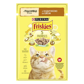 Вологий корм пауч Purina Friskies pouch для котів шматочки в підливі з індичкою, 85г