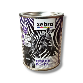 Емаль ПФ-115 універсальна 0,8 кг Zebra Master 1290 чорна (М90) для внутрішніх та зовнішніх робіт
