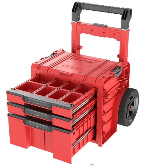 Ящик для інструментів на колесах, 20", 520x440x660, SYSTEM PRO Cart Plus Drawer 3 Red, SKRWQCP2PD3CZEPG001, QBRICK | Зображення 1