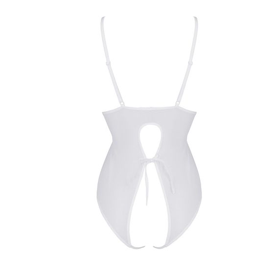 Боді з ажурним декором та відкритим кроком Passion URSULA BODY L/XL, white | Зображення 3
