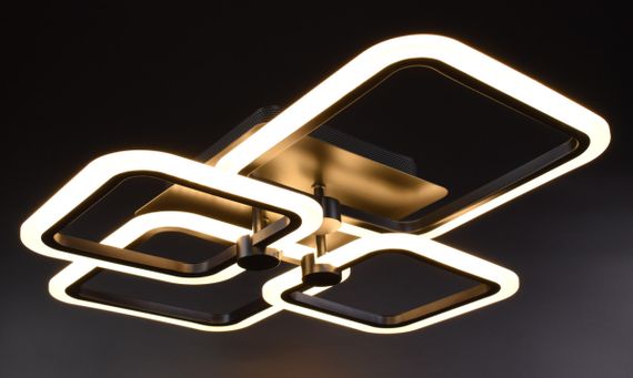 Люстра світлодіодна стельова LED світильник для квартири на стелю лед з пультом 25996 Чорний 10х50х60 см. | Зображення 2