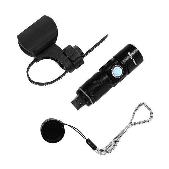 Велосипедный фонарь West Biking 0701126 Black с креплением USB порт на аккумуляторе передний велофонарь | Зображення 3