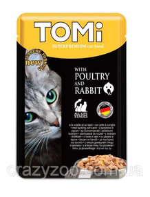 Влажный корм для котов TOMi кролик с курицей 100 г 465189